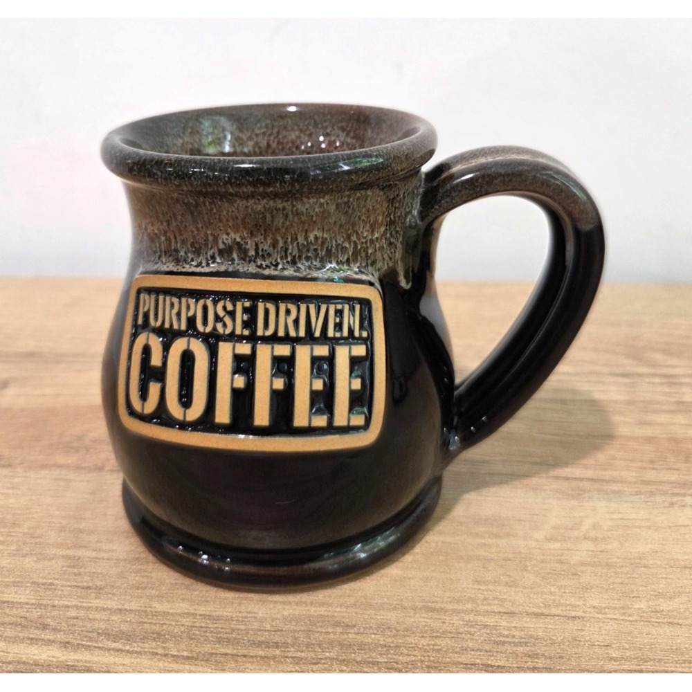 Deneen Pottery Hand Thrown Mug Brown Black Drip Glaze Purpose Driven Coffee
